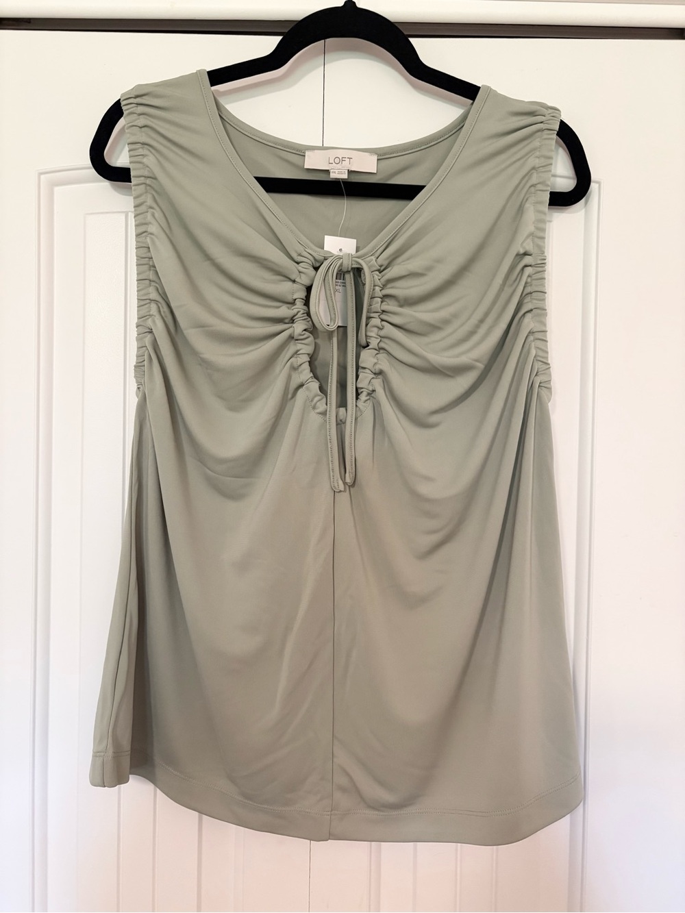 NWT LOFT Sage Drawstring Ruched Sleeveless Top